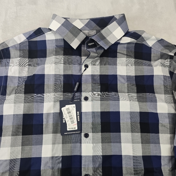 Hart Schaffner Marx Men's Long Sleeve Button Up Shirt 2XB Plaid Blue  NWT $115 - Picture 3 of 7